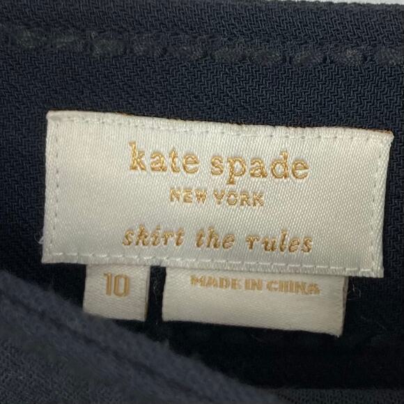 KATE SPADE Skirt 10 Stripe Cream Black Wool blend A-Line Stitch-Detail ”Clemonce - Picture 3 of 9